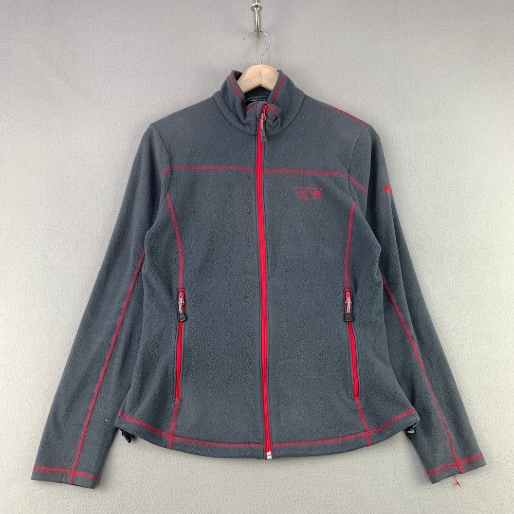 Mountain Hardwear Fleece Jacket Womens M Gray Full Zip Microfleece Logo